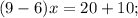 (9-6)x=20+10;