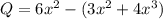 Q=6x^2-(3x^2+4x^3)