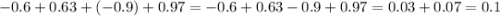 -0.6+0.63+(-0.9)+0.97=-0.6+0.63-0.9+0.97=0.03+0.07=0.1