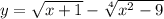 y=\sqrt{x+1}-\sqrt[4]{x^2-9}