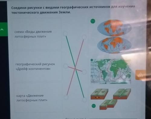 Соедини рисунки с видами географических источников для изучения тектонического движения Земли​