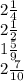 2\frac{1}{4} \\ 2\frac{1}{2} \\ 1\frac{5}{9} \\ 2\frac{7}{10}