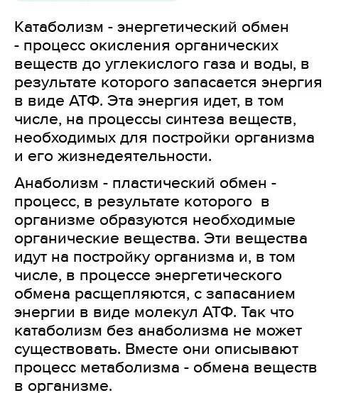 Составьте общее уравнение метаболизма и дайте ему характеристику, пояснив, почему оба процесса нераз