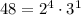 48=2^4\cdot 3^1