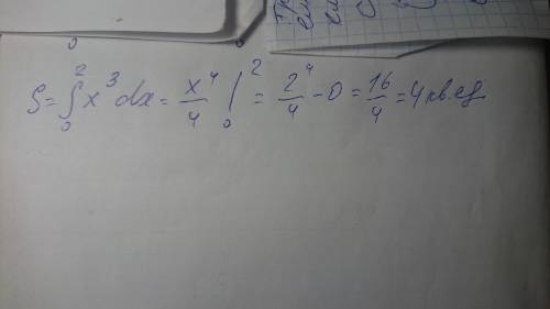 Обчисліть площу фігури обмеженої лініями у=х^3, у=0, х=2а)3; б)4; в)2; г)5; д)1​