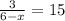 \frac{3}{6-x} =15