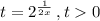 t=2^{\frac{1}{2x} } \, ,t0