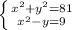 \left \{ {x^2+y^2=81} \atop {x^2-y=9}} \right.