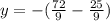 y = - ( \frac{72}{9} - \frac{25}{9})