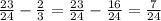 \frac{23}{24} - \frac{2}{3} = \frac{23}{24} - \frac{16}{24} = \frac{7}{24}