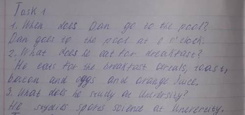 When does Dan go to the pool?What does he eat for breakfast?What does he study at University?
