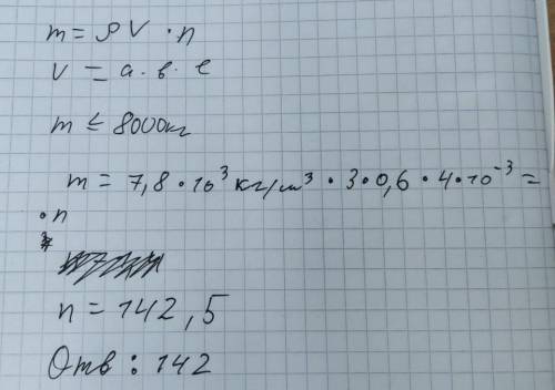 Грузоподъёмность машины — 8 т. Сколько листов железа можно погрузить в машину, если длина каждого ли