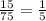 \frac{15}{75} = \frac{1}{5}