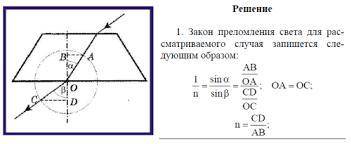 За Постройте ход луча через стеклянную пластину, если угол падения света 60 °. Каким будет смещение