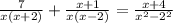 \frac{7}{x(x+2)} +\frac{x+1}{x(x-2)} =\frac{x+4}{x^{2}-2^{2} }