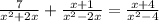 \frac{7}{x^{2}+2x} +\frac{x+1}{x^{2}-2x} =\frac{x+4}{x^{2}-4 }