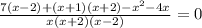 \frac{7(x-2)+(x+1)(x+2)-x^{2}-4x }{x(x+2)(x-2)} =0