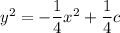 y^2=-\dfrac14x^2+\dfrac14c