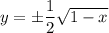 y=\pm\dfrac12\sqrt{1-x}