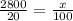 \frac{2800}{20} = \frac{x}{100}