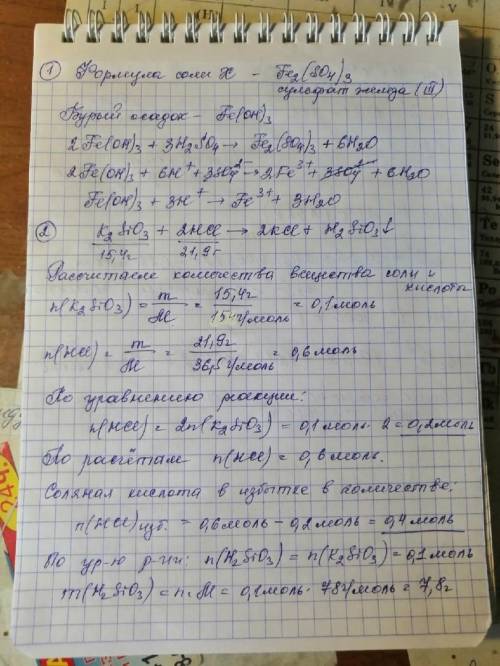 1. При взаимодействии неизвестной соли с гидроксидом калия в пробирке выпал осадок зеленого цвета, в