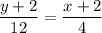 \dfrac{y+2}{12} =\dfrac{x+2}{4}