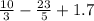 \frac{10}{3} - \frac{23}{5} + 1.7