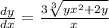 \frac{dy}{dx} = \frac{3 \sqrt[3]{{yx}^{2} + 2y } }{x}