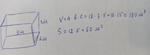 5. Задание: Выполник задаче чертеж. Реши задачу Длина комнаты 12 м, ширина 5 м, а высота 3 м. Найдит