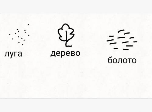 6. Нарисуйте условными знаками: а) луга:6) единичные лиственное дерево;в) болото.