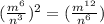 (\frac{m^{6} }{n^{3} })^2 = (\frac{m^1^2}{n^6} )