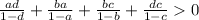 \frac{ad}{1-d}+\frac{ba}{1-a}+\frac{bc}{1-b}+\frac{dc}{1-c}0