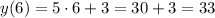 y(6)=5\cdot6+3=30+3=33