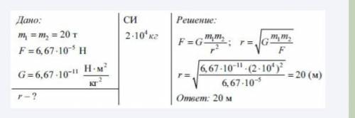 Два одинаковых шара притягиваются друг к другу с силой 6,67*10^-5 Ньютона. Масса первого 1000 тонн и