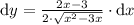 \mathrm{d}y = \frac{2x-3}{2\cdot\sqrt{x^2 - 3x}}\cdot\mathrm{d}x