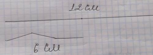 Задание 5. Начерти отрезок длиной 12 см и ломаную линию в два раза короче, состоящую из трёх звеньев