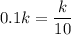 \displaystyle 0.1k = \frac{k}{10}