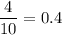 \displaystyle \frac{4}{10} = 0.4