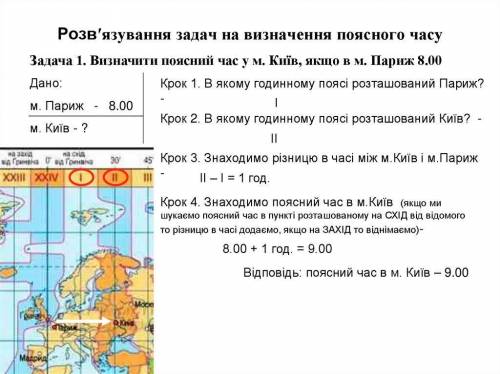 Обчисліть місцевий час в Києві, якщо на крайній східній точці-13-00.​