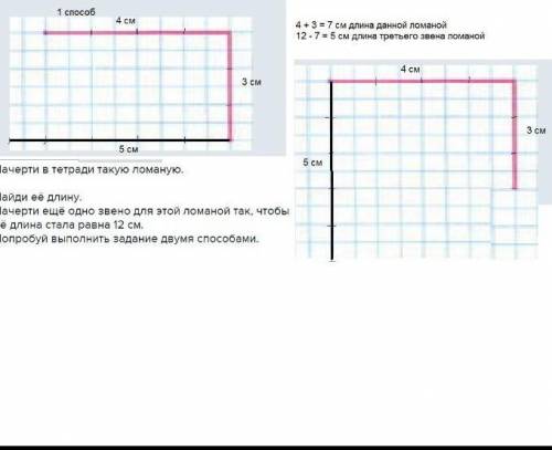 Начертить ломаную Найди её длину. Начерти ещё одно звено для этой ломаной так, чтобы её длина стала