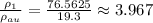 \frac{ \rho_1}{ \rho_{au}} = \frac{ 76.5625}{19.3} \approx3.967