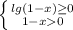 \left \{ {{lg(1-x)\geq 0} \atop {1-x0}} \right. \\