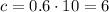 c=0.6\cdot10=6