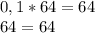 0,1 * 64 = 64\\64 = 64