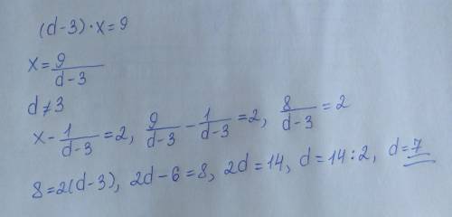 Каким может быть значение числа d в уравнении, если разность между его корнем и отношением единицы к