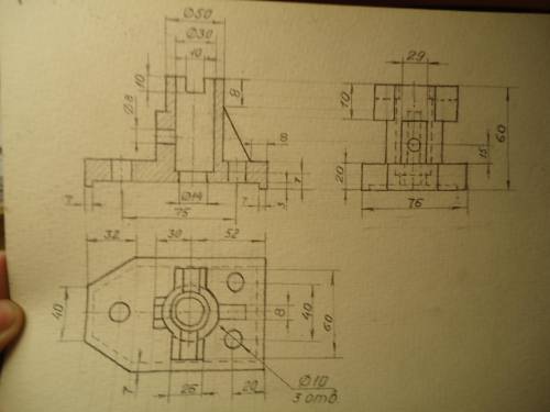 МНОГО Начертите 3 вид детали с обычным разрезом