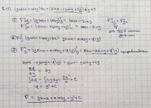 Диференціальні рівняння И шестое( не влезло в файлы)(y cos x + cos y)dx+(sin x- xsin y + 2y)dy=0Дифе