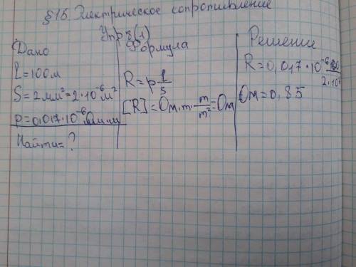 1. Найдите сопротивление медной проволоки длиной 100 м и площадьпоперечного сечения 2 мм2.​