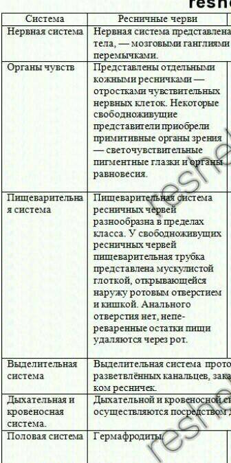 Составте таблицу по теме рисничные 1 название класса 2 особености 3 представители