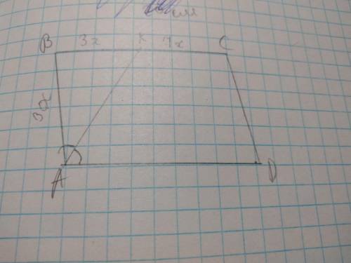 Биссектриса угла A параллелограмма ABCD делит сторону BC на два отрезка BK и KC так, что BK: KC = 3: